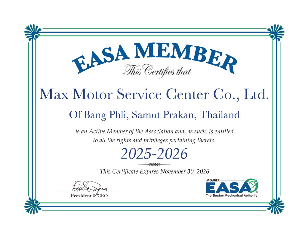 EASA Memeber 2025-2026 Max Motor Service Center Certificate - Copy